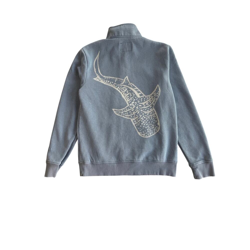 Handmade Bleach Dyed Light Blue Hoodie Whale Shark Sweatshirt Unisex